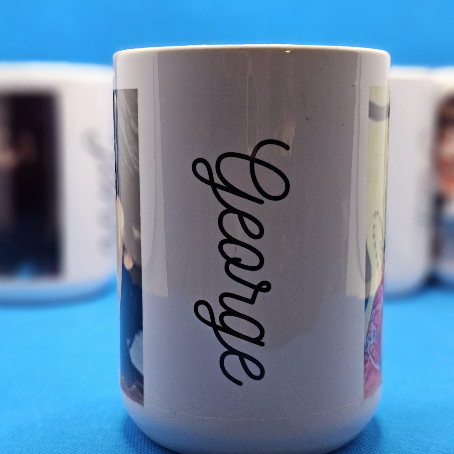 John, Paul, George and Ringo! Great set of coffee mugs! There are two pictures and their names on each one.