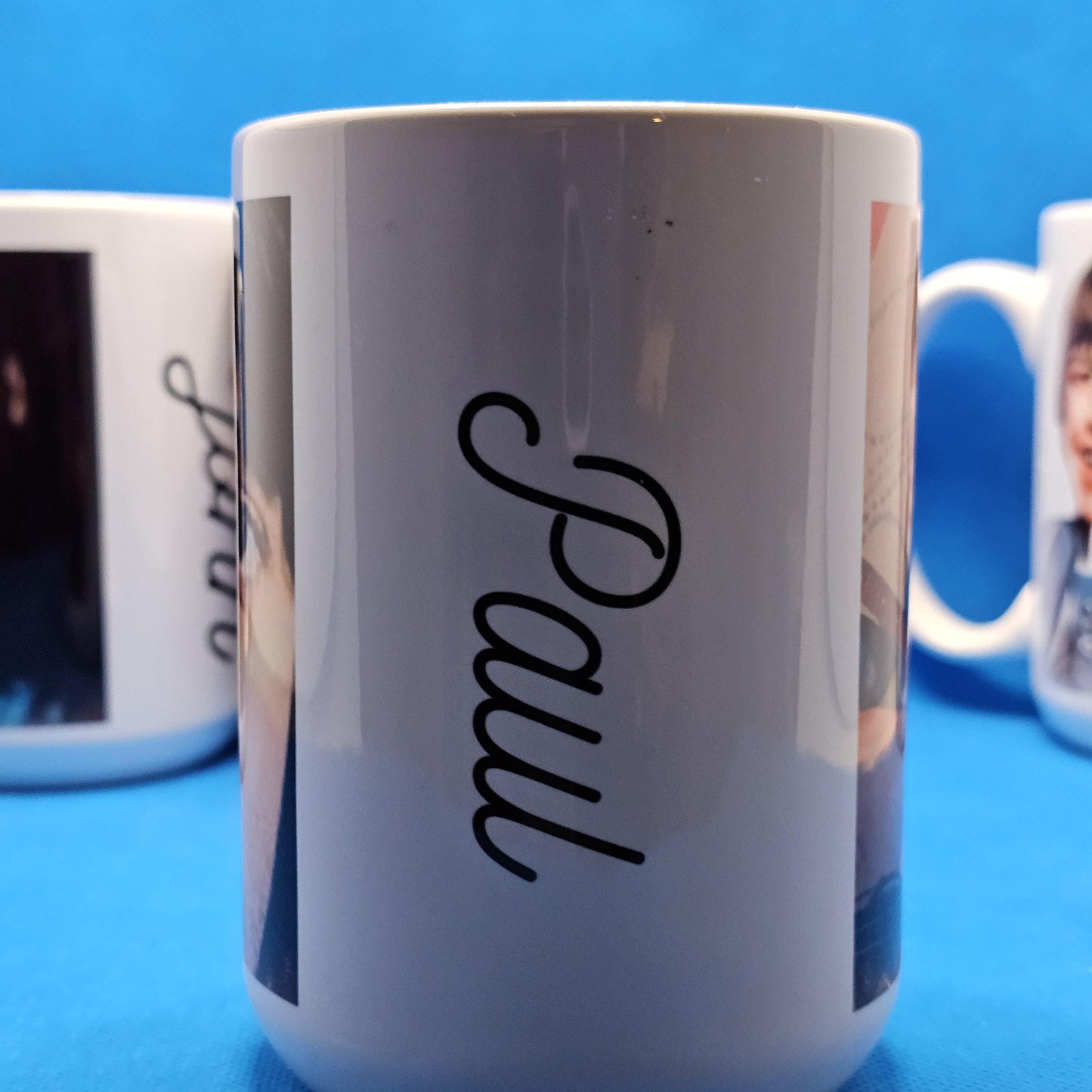 John, Paul, George and Ringo! Great set of coffee mugs! There are two pictures and their names on each one.