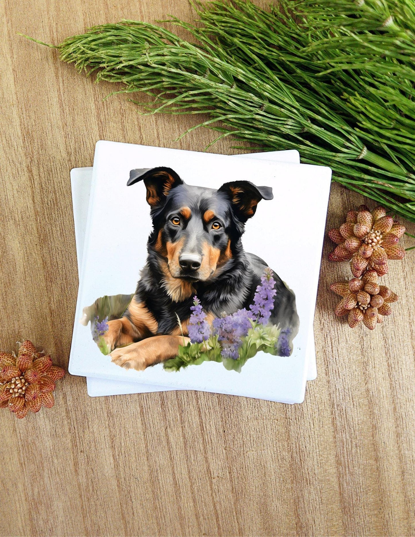 Ceramic Coasters that feature a dog breed of your choice. 80 Different breeds available. Images are watercolor style. Very nice gift!