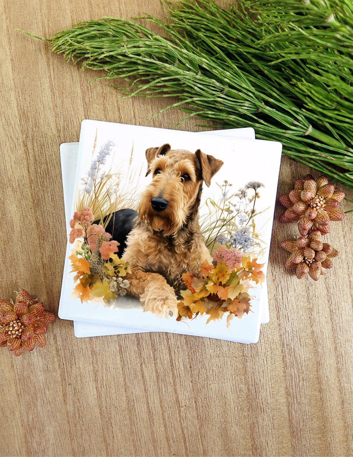 Ceramic Coasters that feature a dog breed of your choice. 80 Different breeds available. Images are watercolor style. Very nice gift!