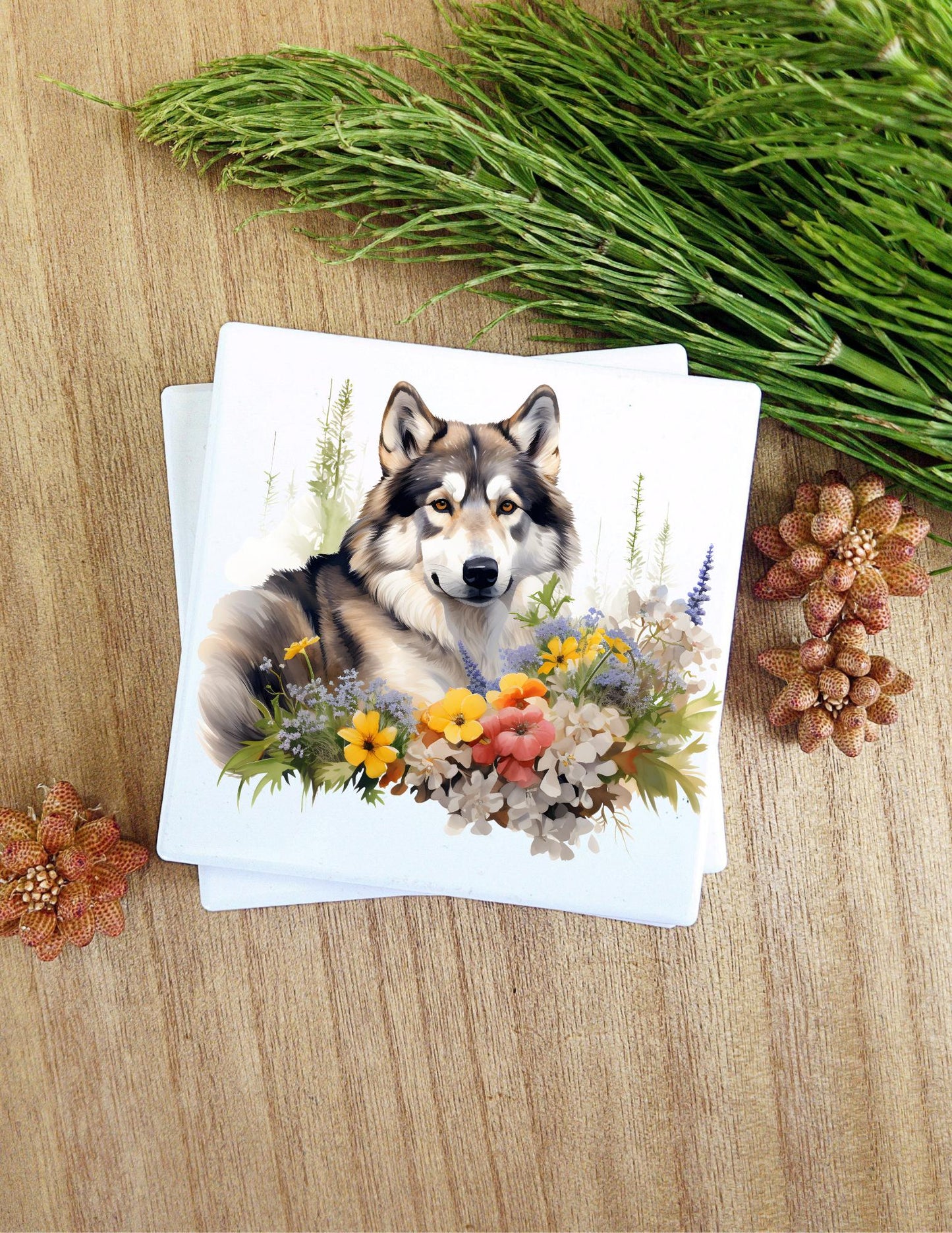 Ceramic Coasters that feature a dog breed of your choice. 80 Different breeds available. Images are watercolor style. Very nice gift!